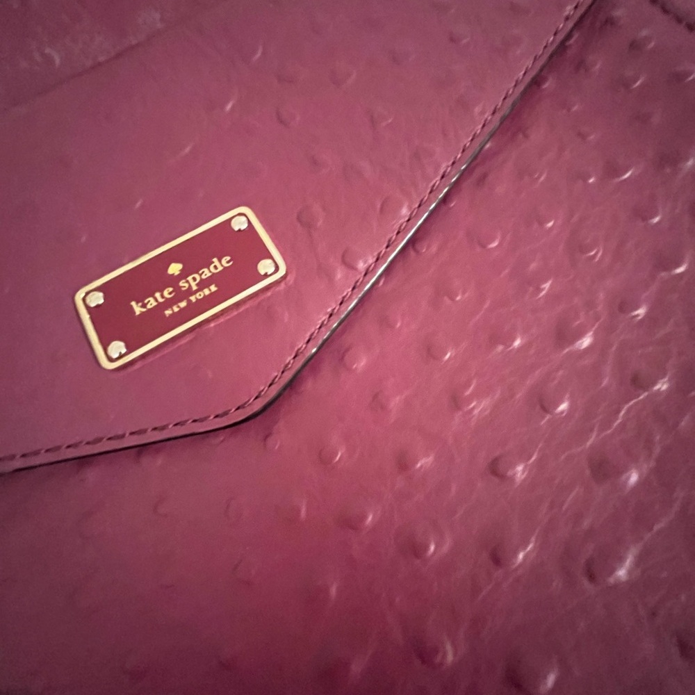 KATE SPADE ♠️ HALSEY A LA VITA OSTRICH IN RIOJA NWOT - Picture 4 of 16